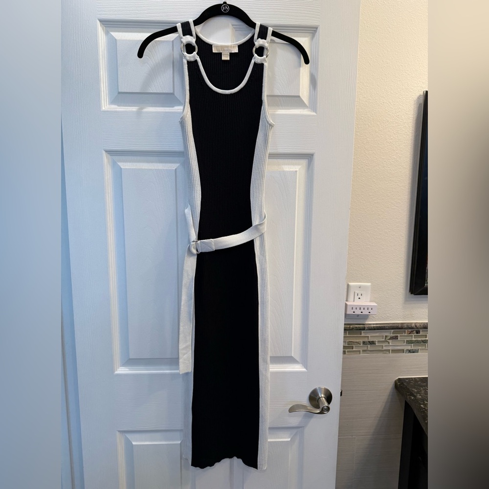 Michael Kors Black Sheath Maxi Dress Sleeveless Crew Neck